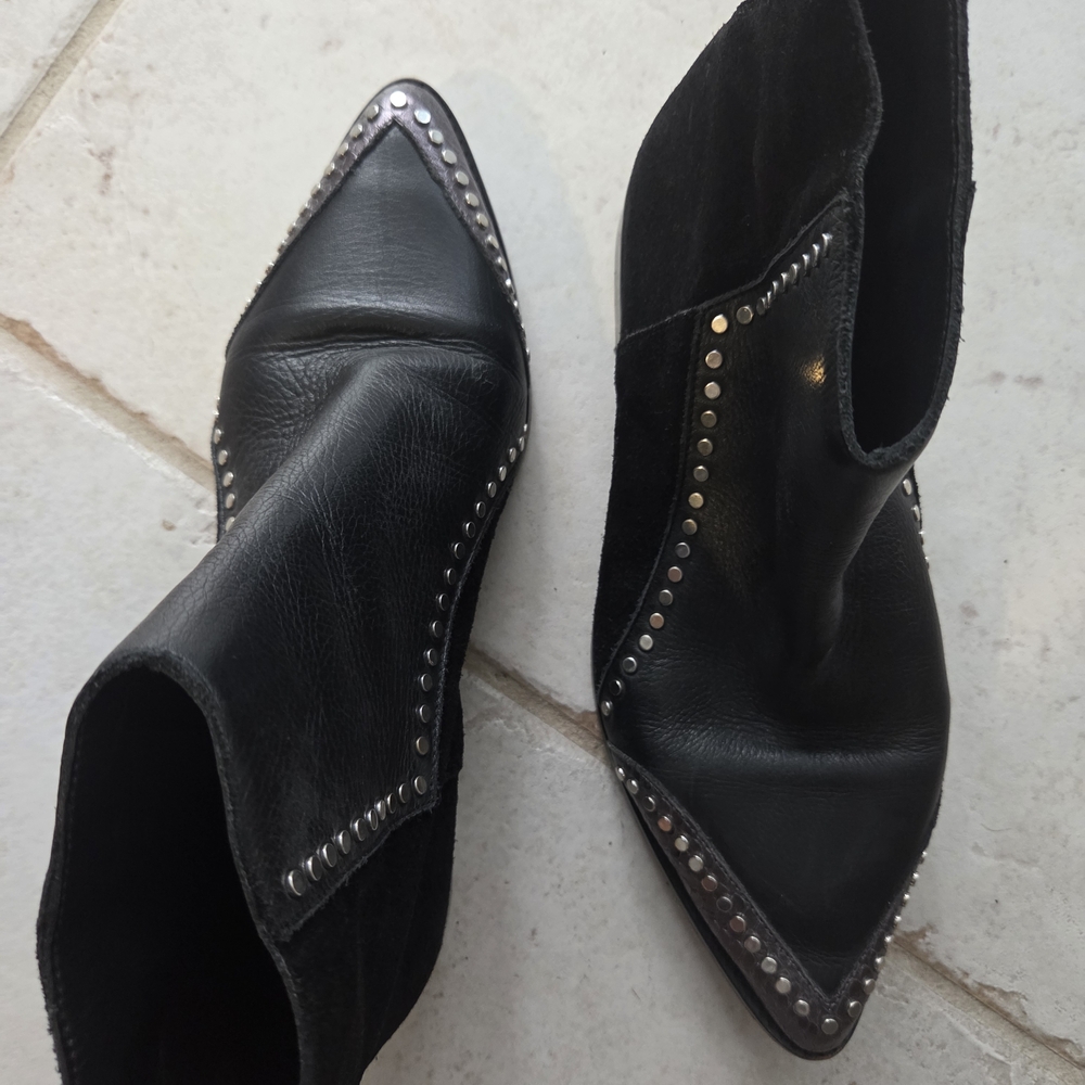 Zadig & Voltaire Black Suede Ankle Boot with Silver Wing Detail - Picture 6 of 7